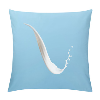 Personality  Fresh White Milk Splash Isolated On Blue Pillow Covers
