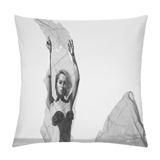 Personality  Beautiful Lady With Fishing Net Pillow Covers