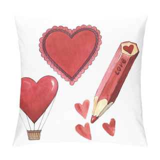 Personality Happy Valentines Day Love Celebration In A Watercolor Style Isolated. Pillow Covers