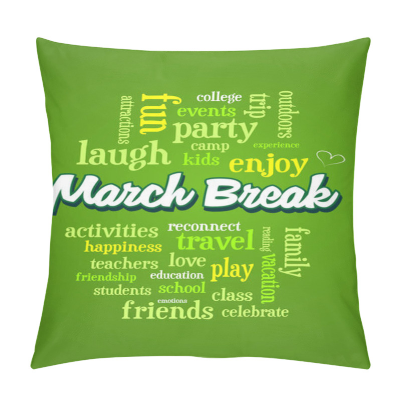 Personality  March Spring School Break Word Cloud Bubble Tag Tree Vertical Vector pillow covers