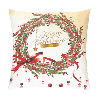 Personality Red Bubble Christmas Wreath Vector Illustration Pillow Covers