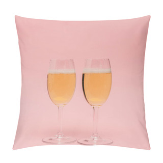 Personality  Champagne Glasses Isolated On Pink Pillow Covers