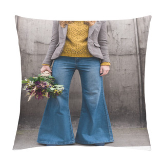Personality  Girl With Bouquet Of Flowers  Pillow Covers