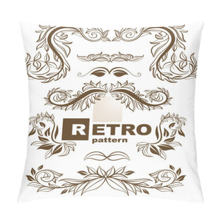 Personality  Vintage Colorful Design Elements Set For Retro Design. With Leafs And Flowers. Pillow Covers