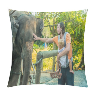 Personality  Man With A Baby Feeding Elephant Pillow Covers
