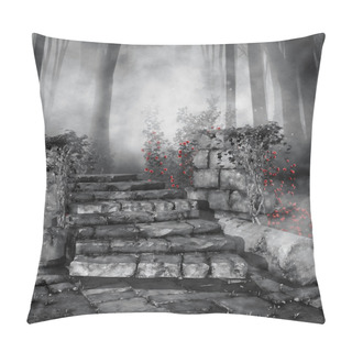 Personality  Ruins With Red Roses Pillow Covers