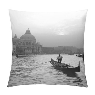 Personality  Gondolier Sails Along The Grand Canal, Venice, Italy Pillow Covers