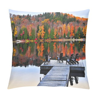 Personality  Wooden Dock On Autumn Lake Pillow Covers
