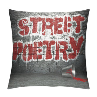 Personality  Graffiti Wall With Poetry, Street Background Pillow Covers