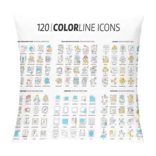 Personality  120 Color Line Icons Pillow Covers