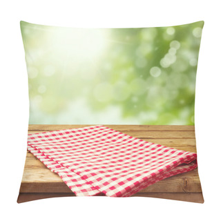 Personality  Empty Wooden Deck Table With Tablecloth Pillow Covers