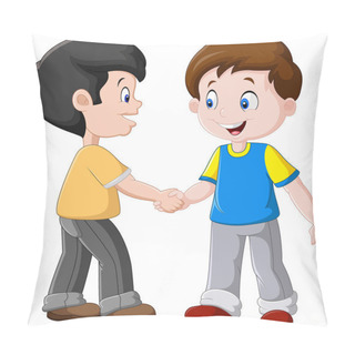 Personality  Illustration Of Little Boys Shaking Hands Pillow Covers