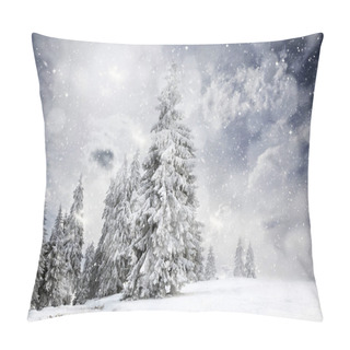 Personality  Magical Christmas Card With Fairy Tale Winter Landscape With Sno Pillow Covers