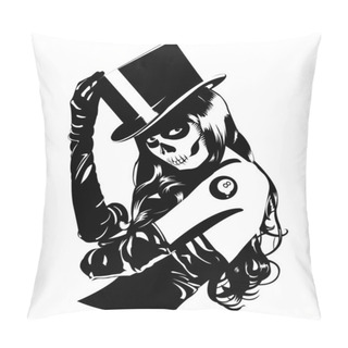 Personality Vector Illustration Of Sugar Skull Girl Pillow Covers