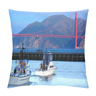 Personality  Fishing Boats Sail Out Of Fisherman Wharf In San Francisco - CA Pillow Covers