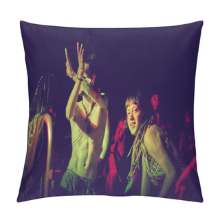 Personality  BIALOBRZEGI, POLAND - JULY 13-15, 2019: People Having Fun During Concert On The Wibracje 3.0 Festival Poland, One Of The Biggest Awareness, Music And Passionate About Life Open Air Festivals In Poland Pillow Covers