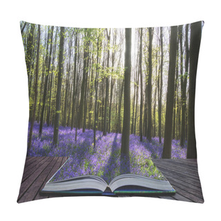 Personality  Creative Concept Image Stunning Bluebell Flowers In Spring Fores Pillow Covers