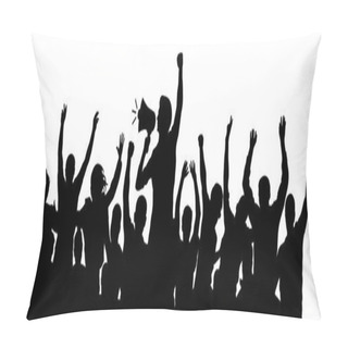 Personality  Political Demonstration. Cheerful Party Man With Speaker. Protest Angry Youth Crowd. Riot Silhouette Vector Pillow Covers