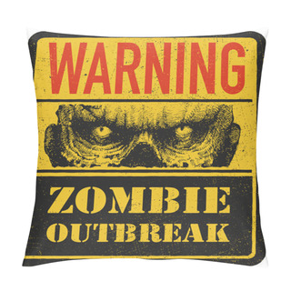 Personality  Zombie. Warning Sign. Hand Drawn. Vector Illustration Eps8 Pillow Covers