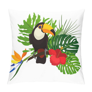 Personality  Toucan On A Floral Background Pillow Covers