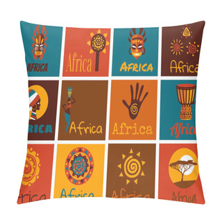 Personality  African And Safari Elements And Icons Pillow Covers