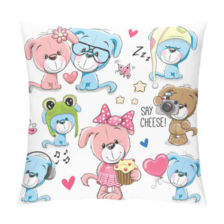 Personality  Set Of Cute Cartoon Dogs Pillow Covers