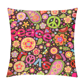 Personality  Hippie Colorful Wallpaper With Watermelon Pillow Covers