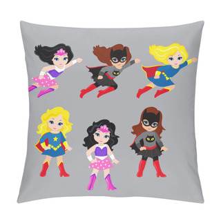 Personality  Colorful Cartoon Text Captions. Explosions And Noises. Super Girl. Birthday. Pillow Covers