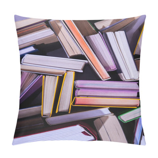 Personality  Top View Of Scattered Stack Of Books On Table Pillow Covers