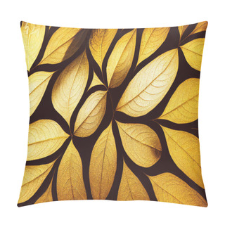 Personality  Golden Leaves Fractal  Intricate Detail  Abstract Rococo Floral Background Pillow Covers
