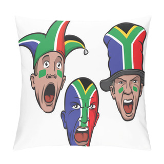 Personality  Vector Illustration Of Football Fans From South Africa. Easy-edit Layered Vector EPS10 File Scalable To Any Size Without Quality Loss. High Resolution Raster JPG File Is Included.  Pillow Covers