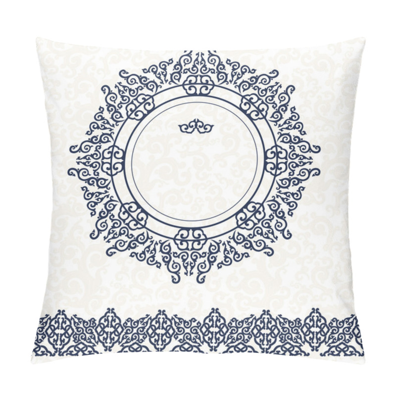 Personality  Card with a blue ornament in east style. pillow covers