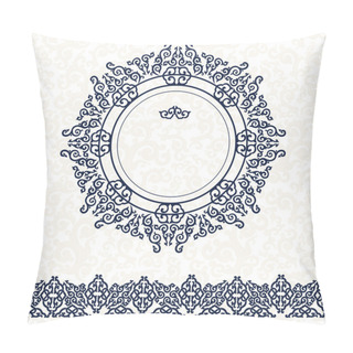 Personality  Card With A Blue Ornament In East Style. Pillow Covers