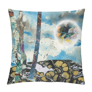 Personality  Abstract Nature. Trees And Bright Planet. 3D Rendering Pillow Covers
