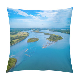 Personality  Aerial View Of Pelican Bay Near Harrington, New South Wales, Australia Pillow Covers