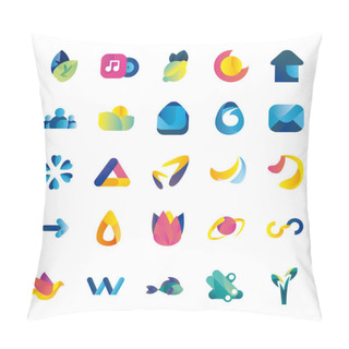 Personality  Abstract Shapes Gradient Style Icon Set Vector Design Pillow Covers