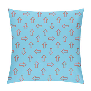 Personality  Collage Of Red Arrows In Different Directions On Blue Background, Seamless Background Pattern Pillow Covers