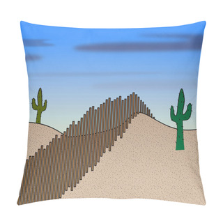 Personality  Texas Border Wall Flag Represents American Immigration Protection. Lone Star State Security - 3d Illustration Pillow Covers
