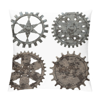 Personality  Rusty Gear Set. Metal Gear Steampunk. Grunge Gear Set. Isolated  Pillow Covers