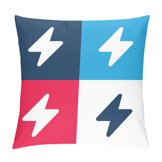 Personality  Bolt Blue And Red Four Color Minimal Icon Set Pillow Covers