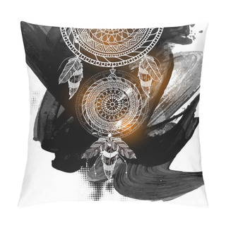 Personality  Boho Style Dream Catcher With Tribal Floral Pattern. Pillow Covers