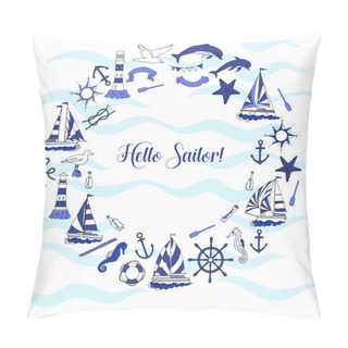 Personality  Nautical Background With Ships Pillow Covers