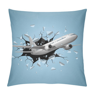 Personality  Air Flight Concept Design, Vector Drawn Jet Airplane Break Through Obstacles. Pillow Covers