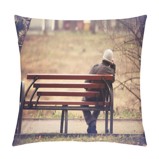 Personality  Lonely Man On The Bench Autumn Pillow Covers