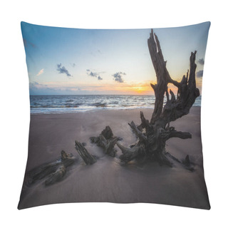 Personality  Enjoying The Sunrise At The Boneyard Beach In Talbot Island Pillow Covers