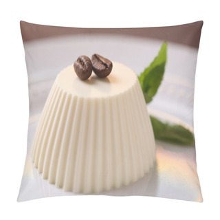 Personality  Tasty Panna Cotta Dessert On Plate, Close Up  Pillow Covers