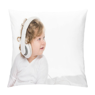 Personality  Smiling Toddler In Headphones Pillow Covers