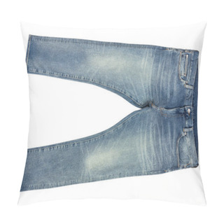 Personality  Blue Jeans Path Isolated On White Pillow Covers