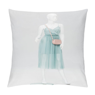 Personality  Plastic Mannequin With Bag And Dress Isolated On Grey  Pillow Covers