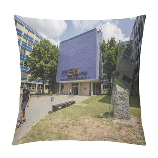 Personality  Prague, Czech Republic, June 4, 2018: Building Of CVUT, Faculty Of Electrical Engineering Pillow Covers